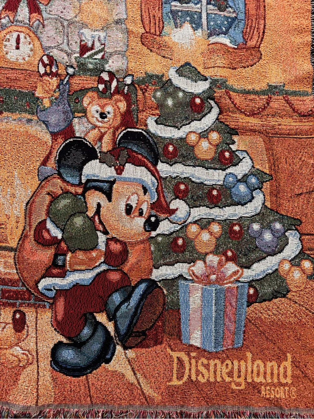 Disney Resort Christmas tapestry throw blanket with Santa Mickey Mouse Pluto
